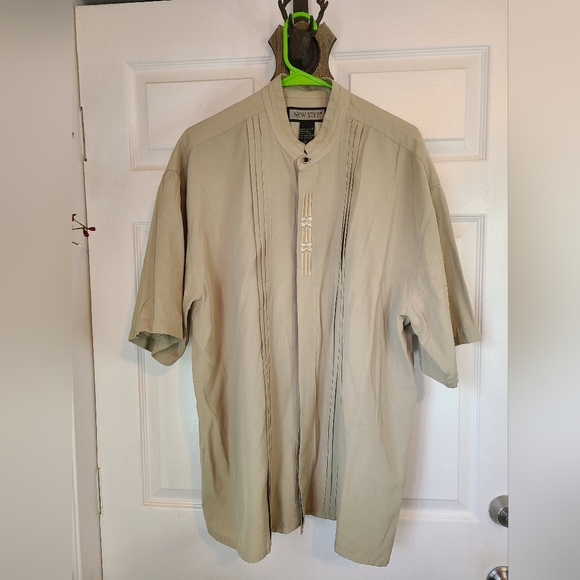 New Step Men's Caribbean Island Shirt, Size:  Large Color: Tan - Picture 1 of 16
